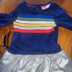 Long sleeve rainbow mini Boden dress.